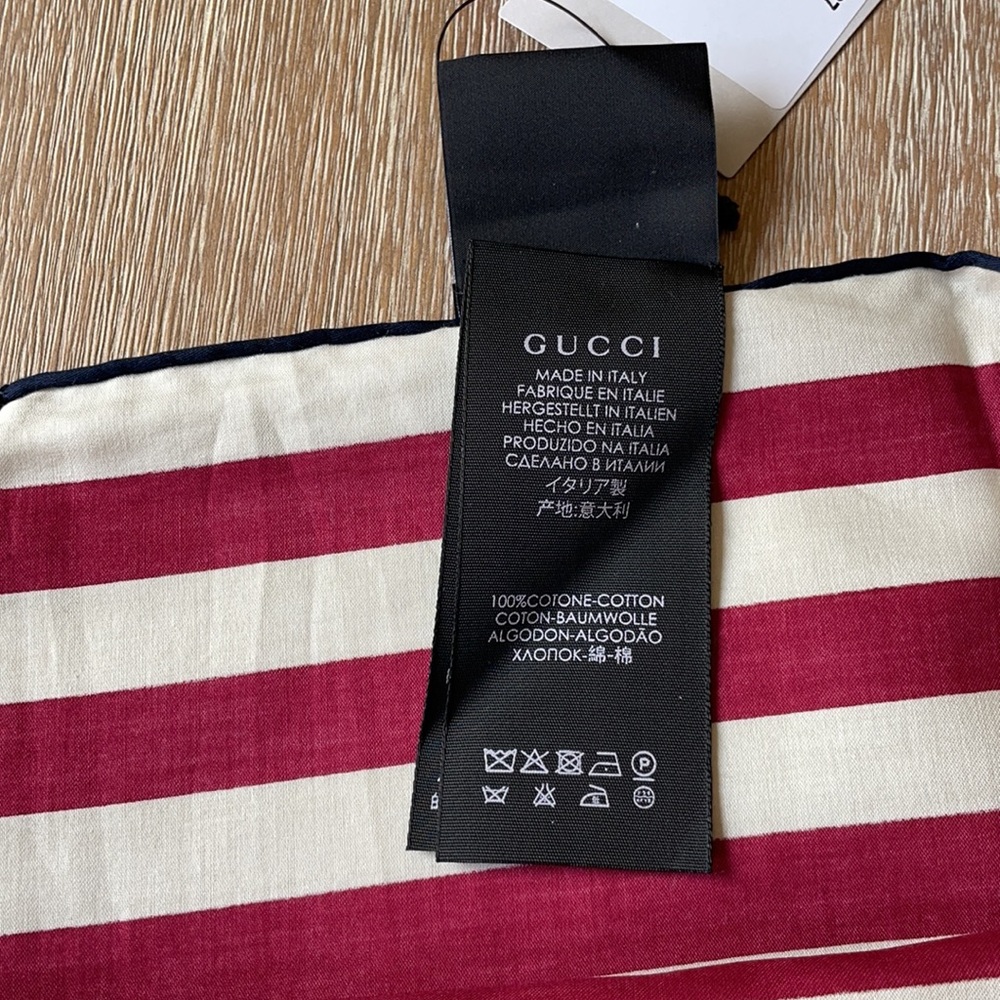 Gucci Scarf Antelope 45x20 100% Cotton Red/Ivory - Picture 3 of 7